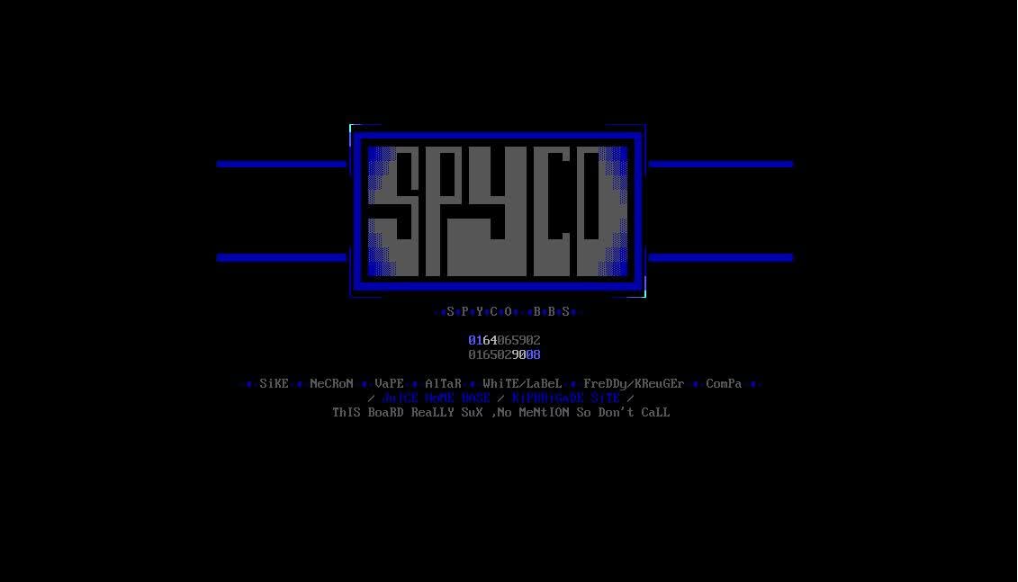 SPYCO BBS login screen